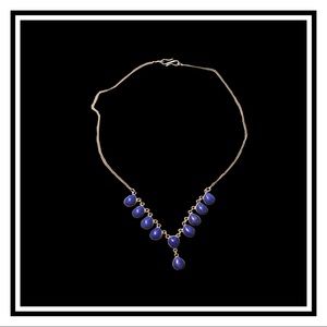 Vtg. Silver Teardrop Lapis Necklace